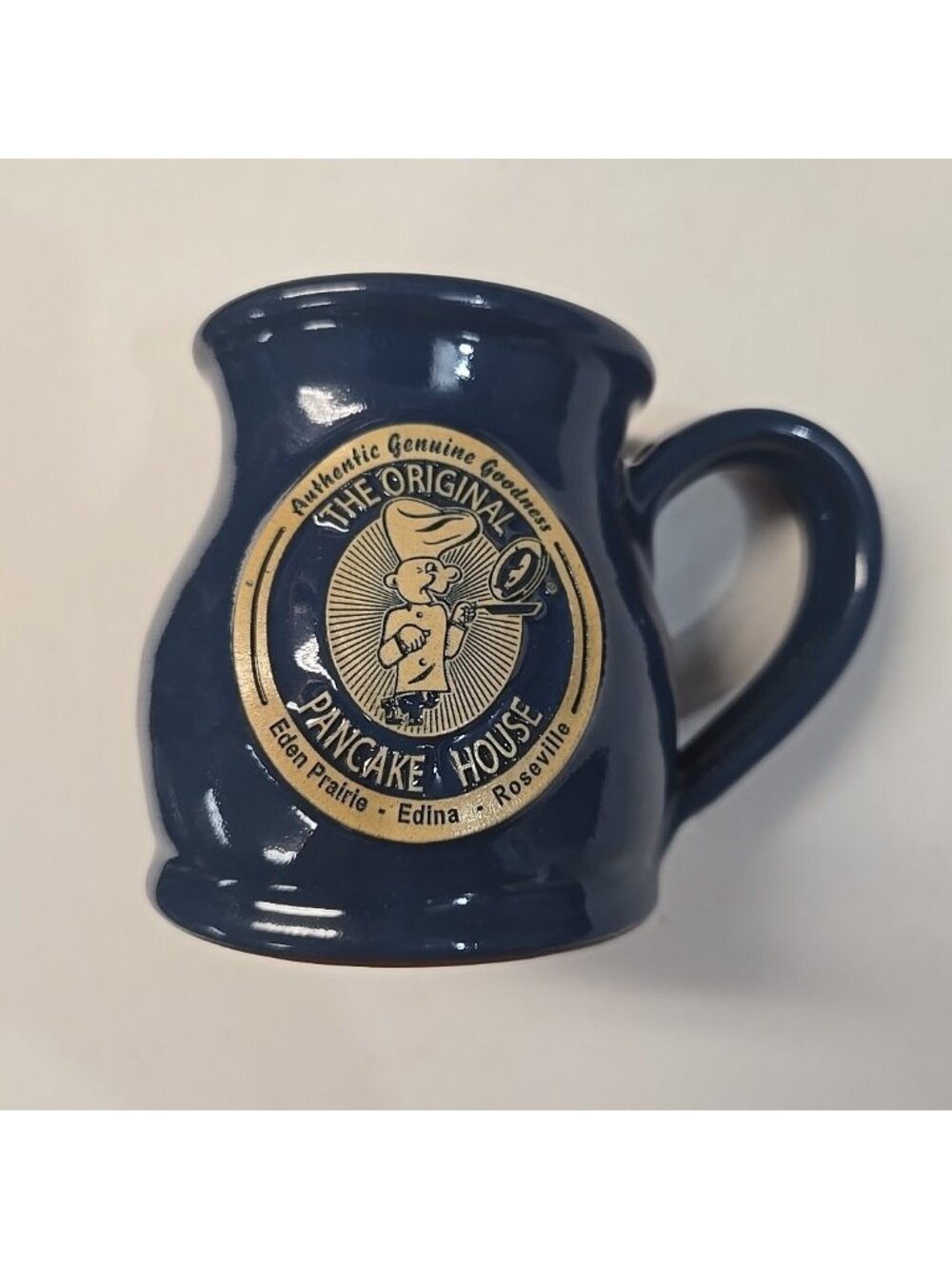 The Original Pancake House 2014 Deneen Pottery Blue Minnesota Pot Belly Mug